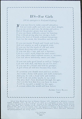 Image for IFS - For Girls (With apologies to Rudyard Kipling).