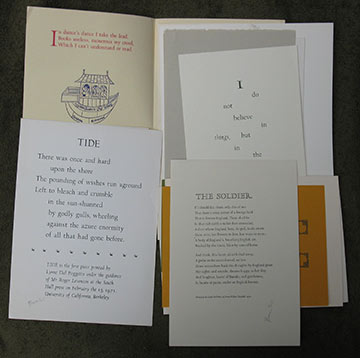 Image for A group of 20 items printed at the South Hall Press, UC Berkeley, in the early 1970s.