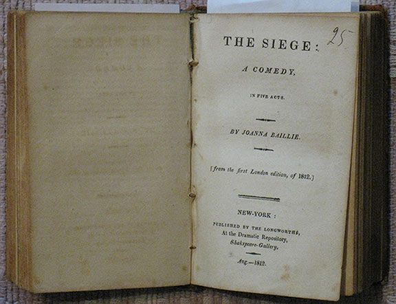 Image for The Siege: A Comedy, in Five Acts. [from the first London edition, of 1812]. [bound with four other plays].