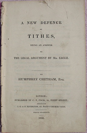 Image for A New Defence of Tithes, Being an Answer to The Legal Argument by Mr. Eagle.
