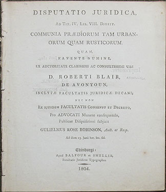 Image for Disputatio Juridica, ad Tit. IV, Lib VIII. Digest. Communia Praediorum Tam Urbanorum Quam Rusticorum.