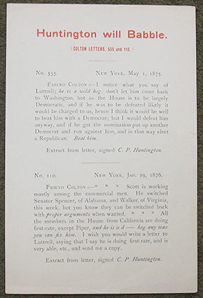 Image for Huntington Will Babble. (Colton Letter, 555 and 116.)