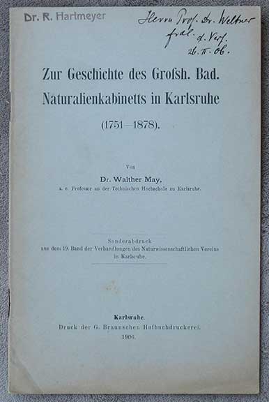 Image for Zur Geschichte des Grossh. Bad. Naturalienkabinetts in Karlsruhe (1751 - 1878).