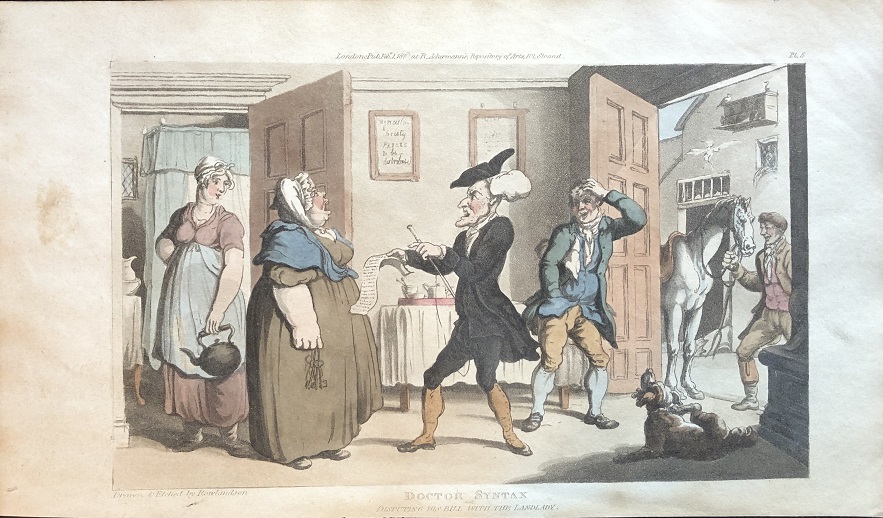 Image for Doctor Syntax Disputing His Bill with The Landlady. [From: The Tour of Doctor Syntax In Search of the Picturesque. A Poem. 7th Edition with new Plates].