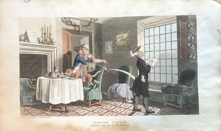 Image for Doctor Syntax Copying The Wit of the Window. [From: The Tour of Doctor Syntax In Search of the Picturesque. A Poem. 7th Edition with new Plates].