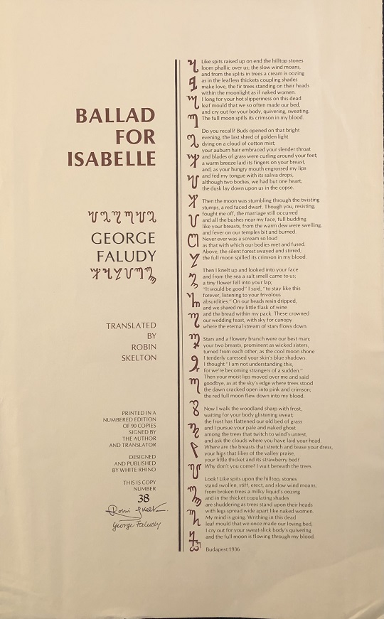 Image for Ballad For Isabelle. Translated by Robin Skelton.