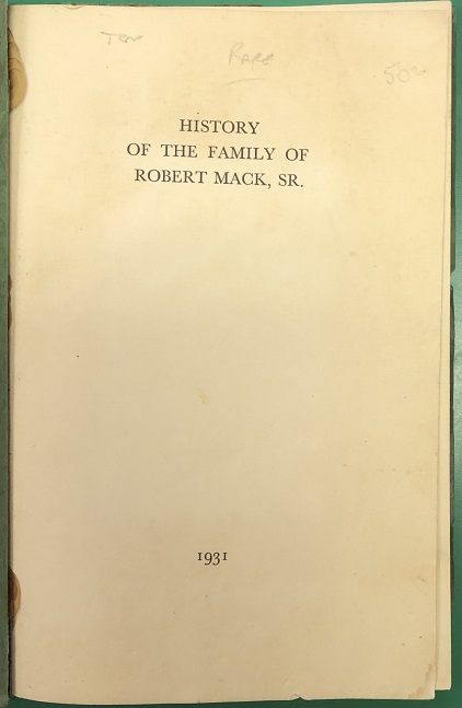 Image for History of the Family of Robert Mack, Sr.