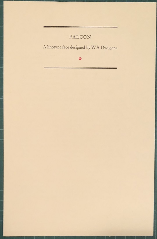 Image for Falcon. A linotype face designed by WA Dwiggins.